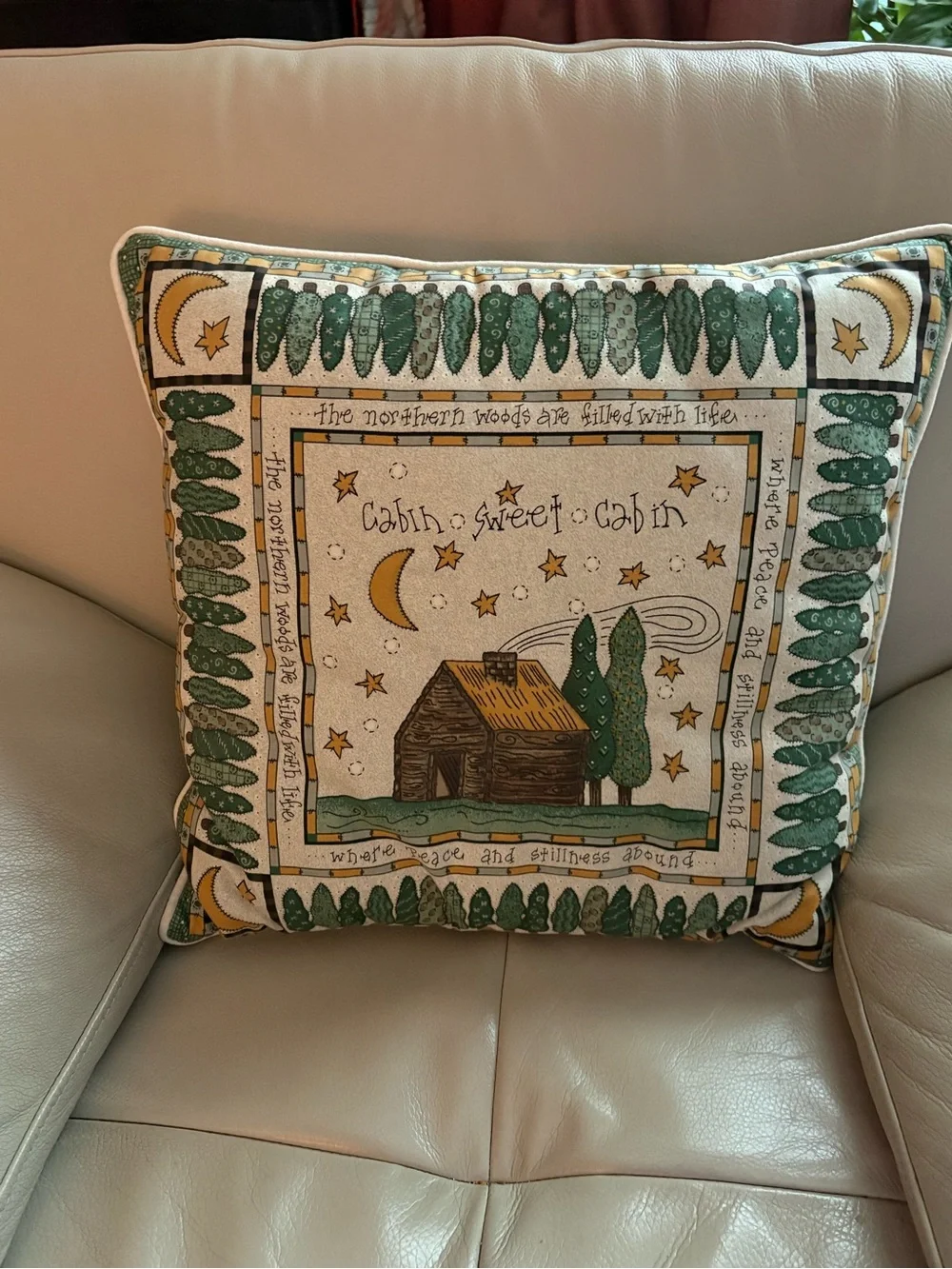 Cabin Sweet Cabin Decorative Throw Pillows - 15” square.